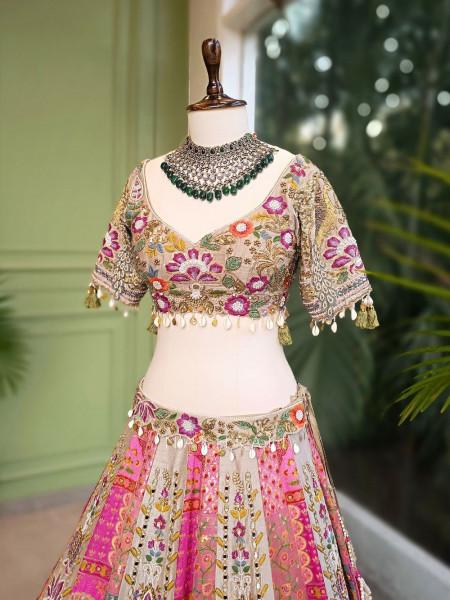 Pranaya Multi Silk Lehenga Set with Embroidery & Sequin Work
