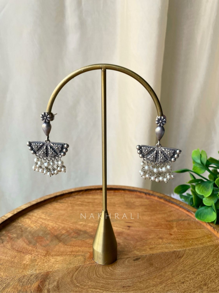 Image of Ela Floral Pearl Drop Earrings