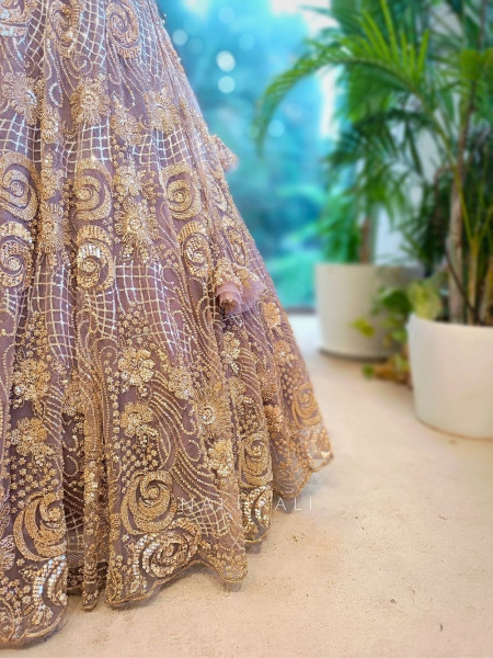 Twilight Bloom Lavender Embroidered Bridal Lehenga
