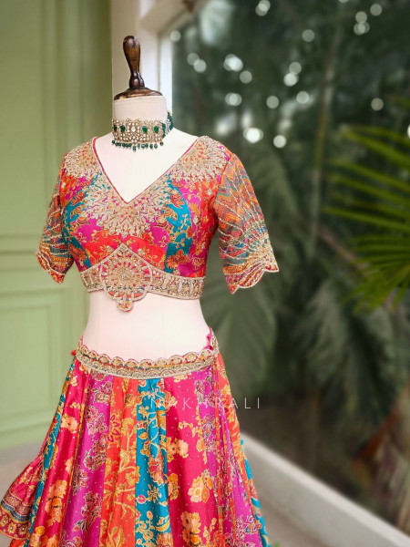 Rangreza Multicolor Lehenga with Intricate Embroidery Work
