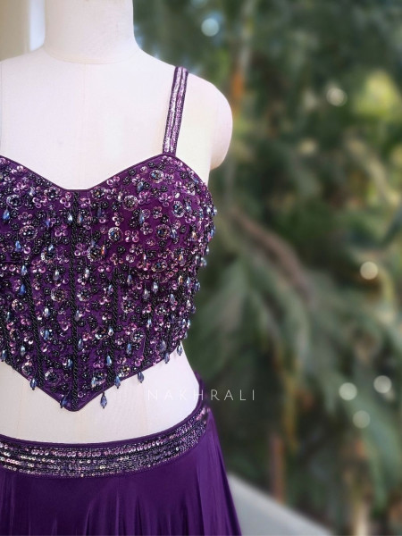 Meadow Purple  Lehenga Set with Beads and Sequin Work