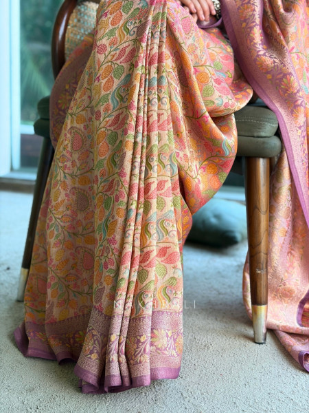 Kashmira Meena Jaal purple Crepe Silk Blend Saree