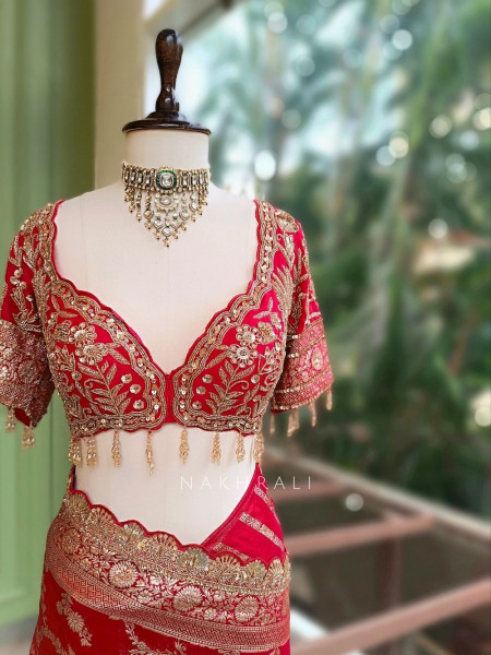Tarangini Red Banarasi Silk Blend Saree with Readymade Blouse