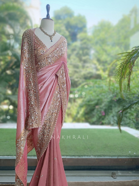 Lumessa Pink Saree with Running Blouse Piece
