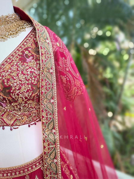 Rajvanshi Red Heritage Bridal Lehenga with Zari and Resham Work