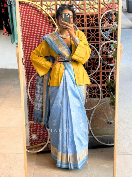 Aira Blue Ikat Saree