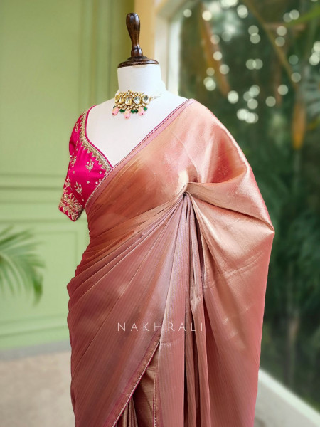 Zyra Blush Tissue Silk Saree with Sequin & Zari Work