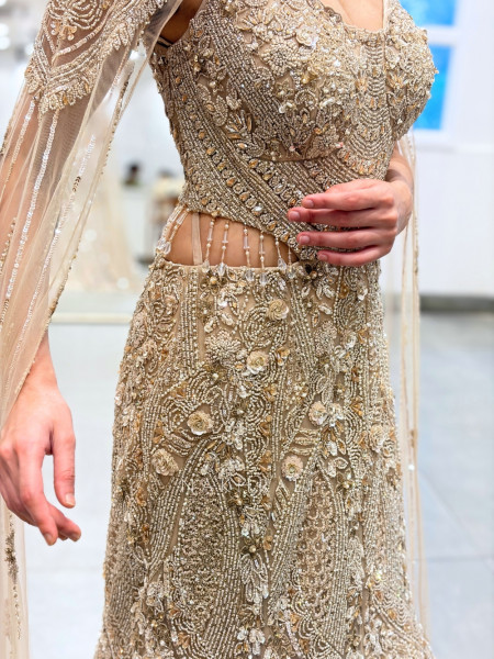 Glimmering Golden Indo Western Mermaid Lehenga
