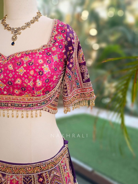 Malika Pink & Purple Modal Silk & Gaji Silk Lehenga