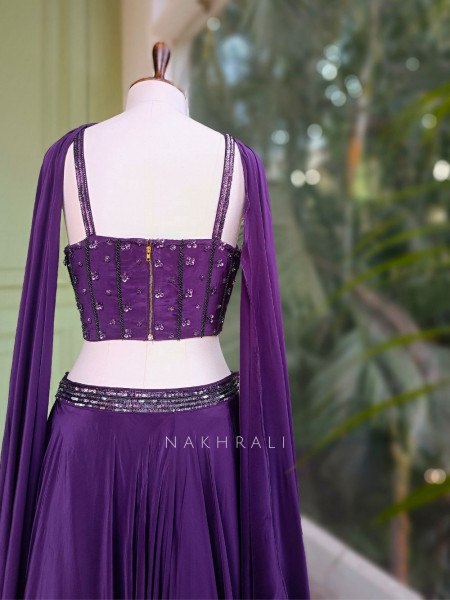 Meadow Purple  Lehenga Set with Beads and Sequin Work