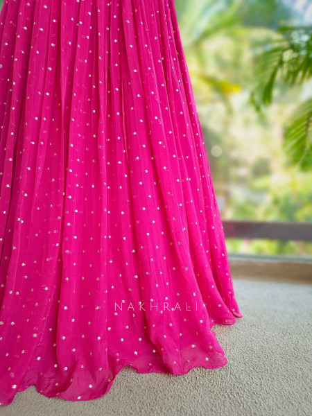 Aarika Magenta Indo Western Lehenga with Heavy Sequin and Bead Embroidery