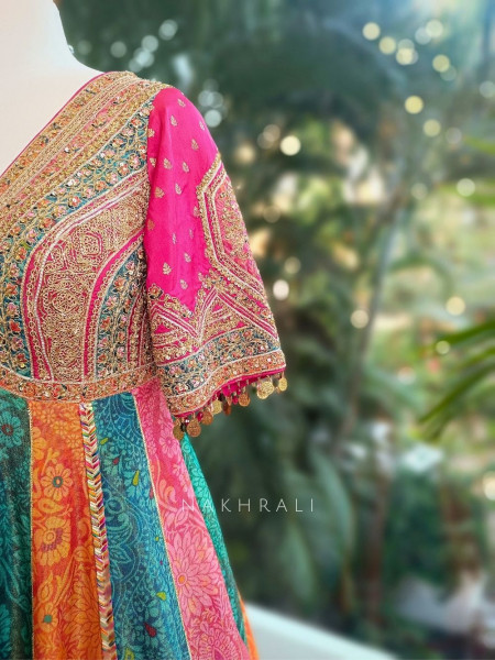 Rangini Multicolor Anarkali Suit Set with Zari and Sequin Work