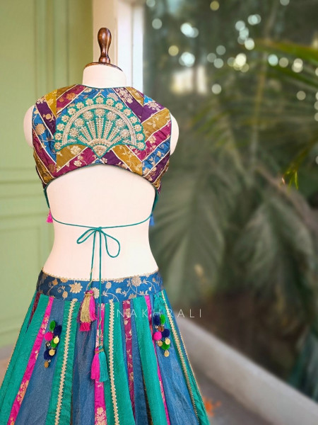 Utsara Blue Multicolour Lehenga Set with Zari Sequin Work