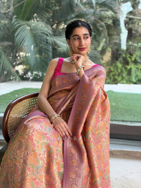 Kashmira Meena Jaal purple Crepe Silk Blend Saree