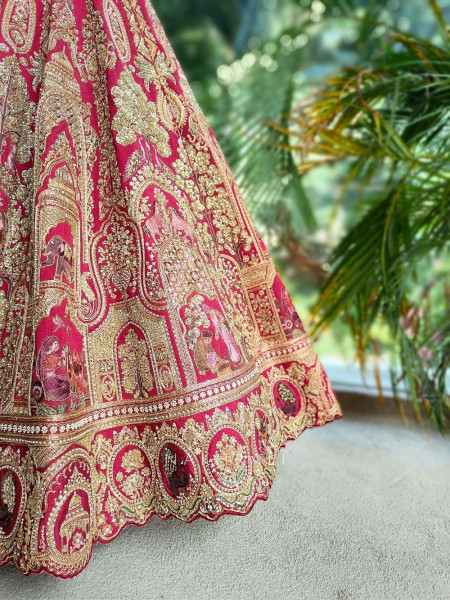 Rajvanshi Red Heritage Bridal Lehenga with Zari and Resham Work