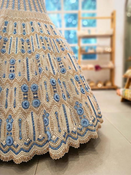 Nirvana Blue Beaded Bridal Lehenga Set