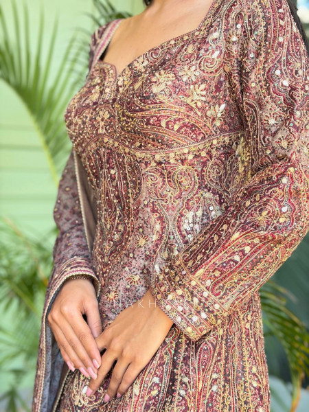 Anika Brown Suit Set with Gota Patti Work