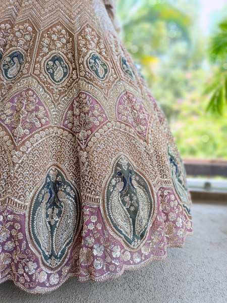 Mridika Brown Net Lehenga Set with Cut Dana Sequin Work