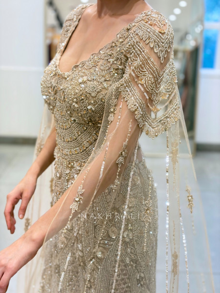 Glimmering Golden Indo Western Mermaid Lehenga