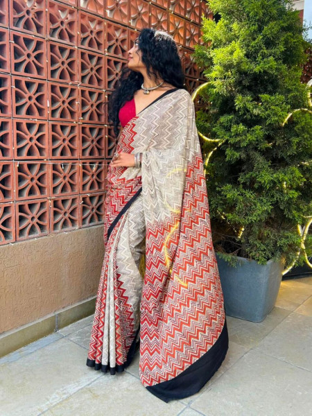 Vanilla Mist Mulmul Saree