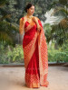 Red Silk Saree with Brocade Work Border