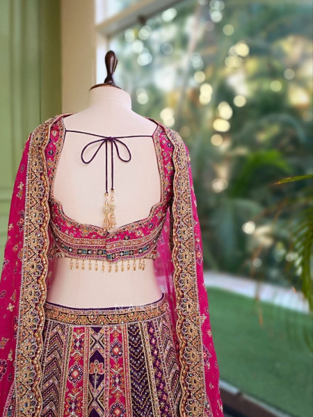 Malika Pink & Purple Modal Silk & Gaji Silk Lehenga