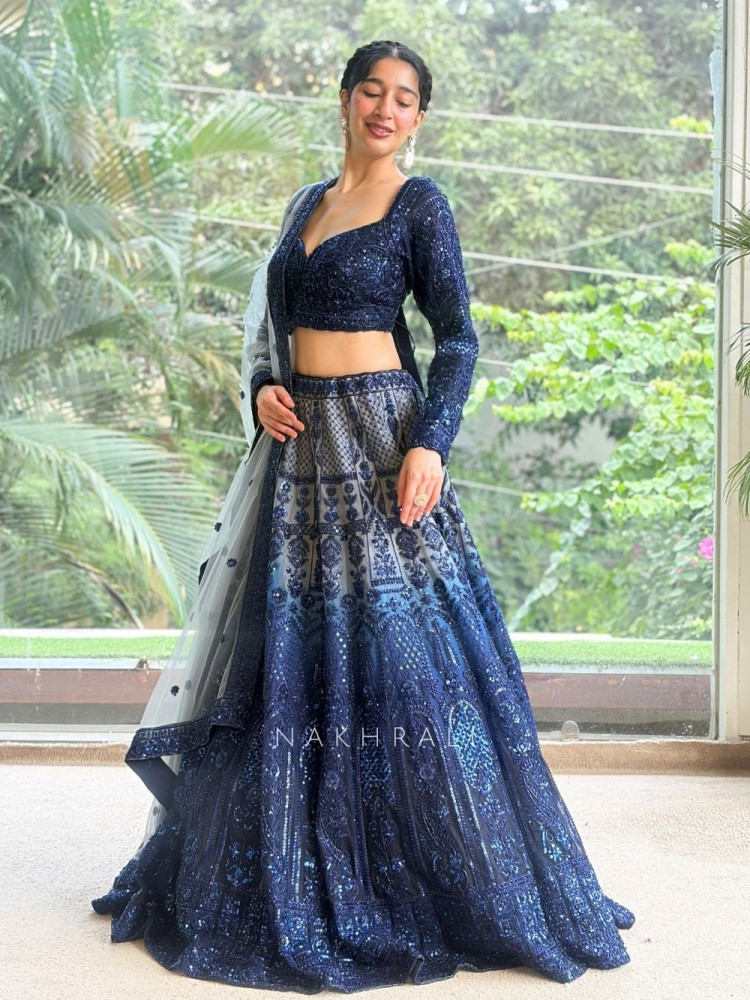Image of Indigo Glace Blue Lehenga Set