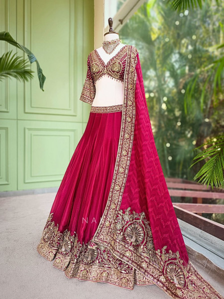 Vyra Red Bridal Lehenga with Heavy Embroidery and Stone Work