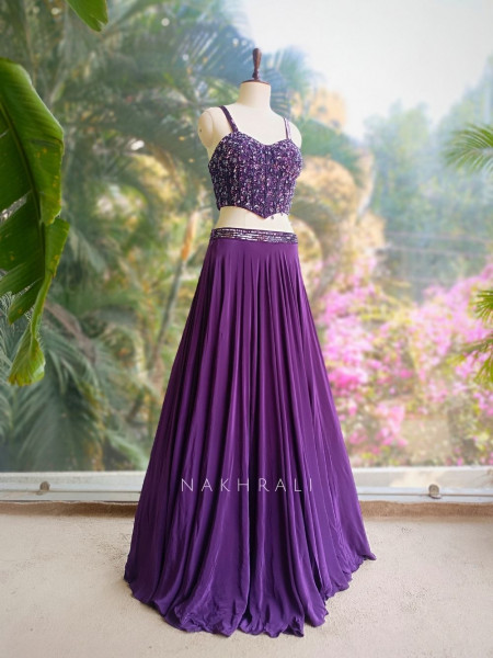 Meadow Purple  Lehenga Set with Beads and Sequin Work