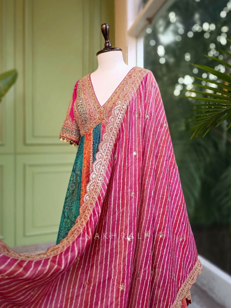 Rangini Multicolor Anarkali Suit Set with Zari and Sequin Work