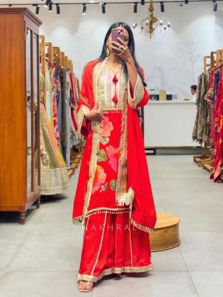 Aafreen Red Floral Elegance Suit Set