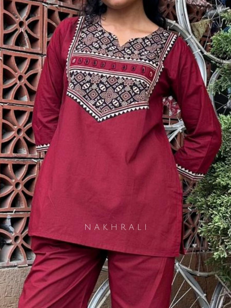 Tulip Maroon Cotton Co-ord Set