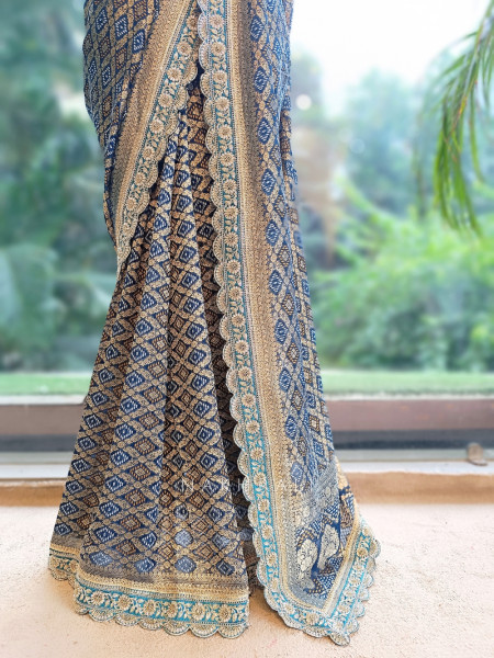 Kritisha Blue Banarasi Silk Georgette Saree