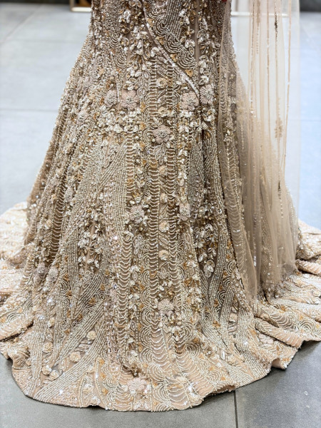 Glimmering Golden Indo Western Mermaid Lehenga