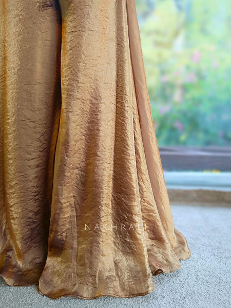 Zeraya Brown Embroidered Peplum Palazzo Set