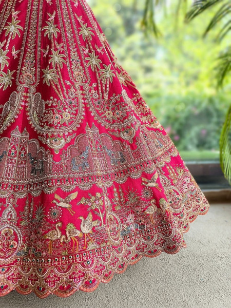 Ratan-Noor Red Silk Bridal Lehenga