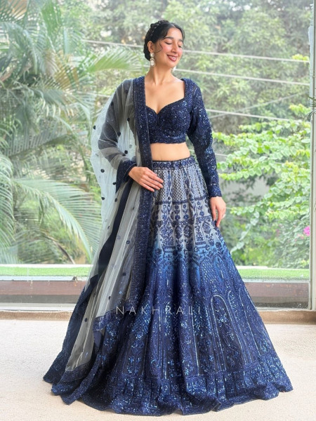 Indigo Glace Blue Lehenga Set