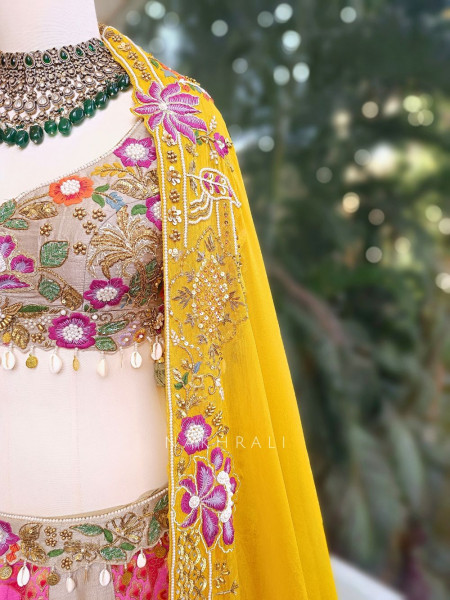 Pranaya Multi Silk Lehenga Set with Embroidery & Sequin Work