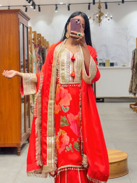 Aafreen Red Floral Elegance Suit Set