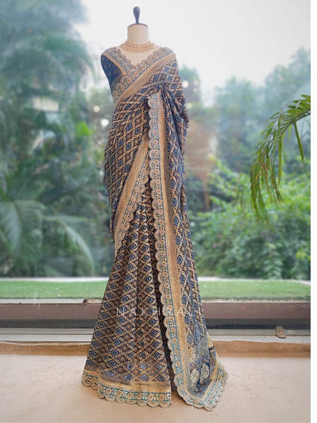 Kritisha Blue Banarasi Silk Georgette Saree