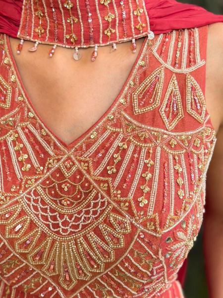 Serena Gajari Crop Top Palazzo Set with Choker Dupatta