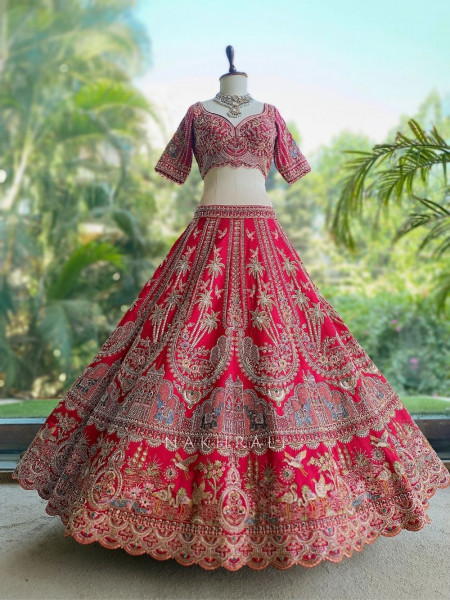 Ratan-Noor Red Silk Bridal Lehenga