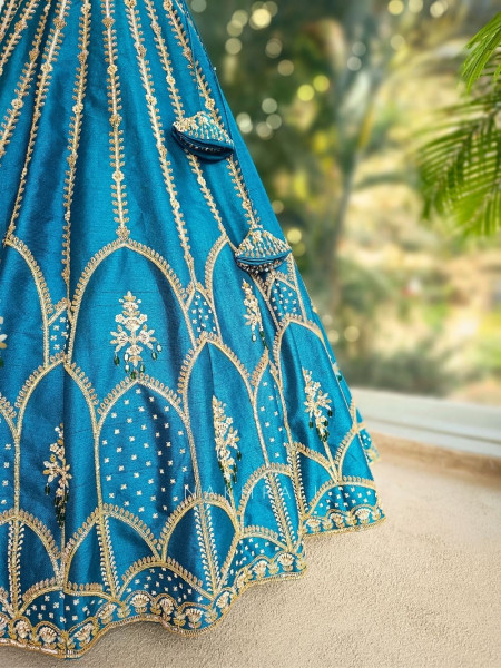 Siyara Blue Indo-Western Lehenga Set with Embroidered Jacket and Dupatta