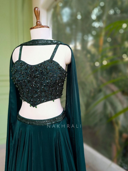 Meadow Green Lehenga Set with Beads and Sequin Work