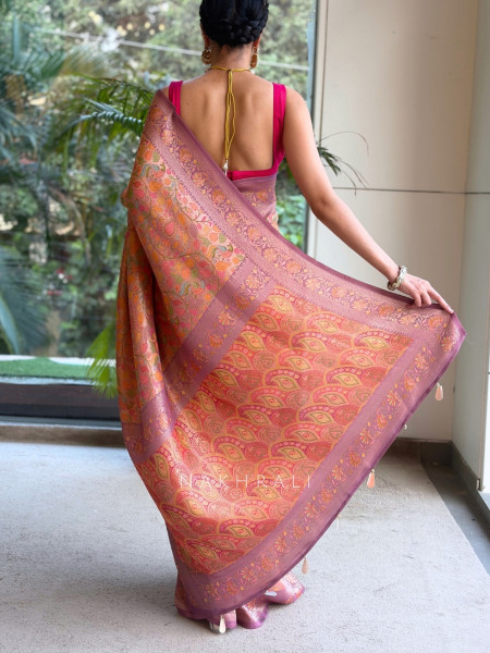 Kashmira Meena Jaal purple Crepe Silk Blend Saree
