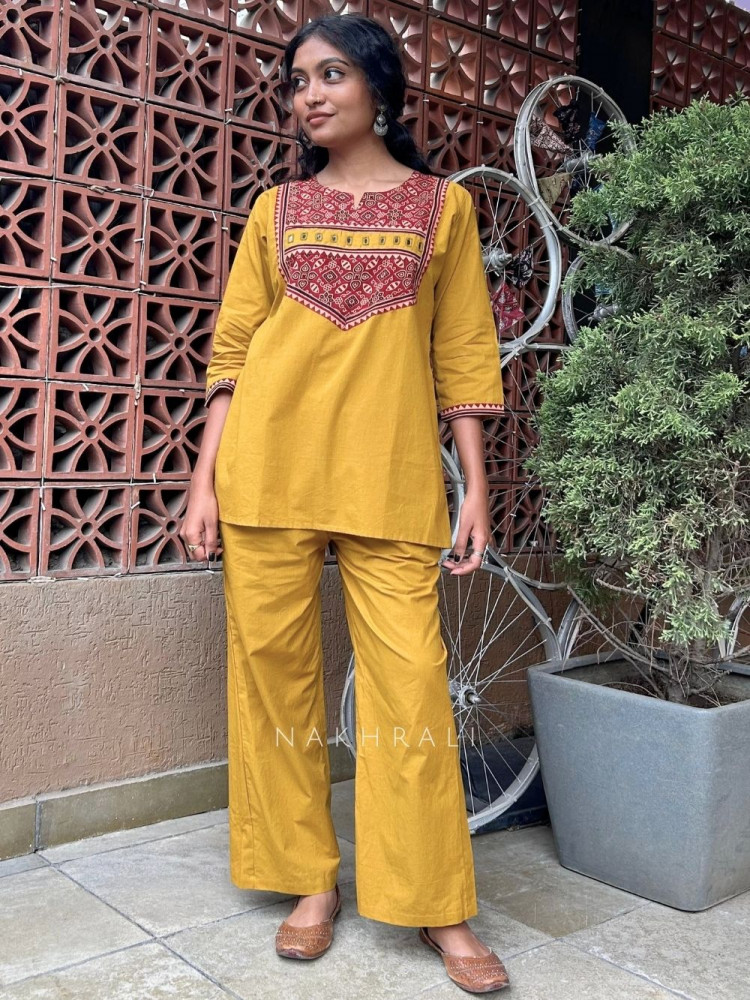 Image of Tulip Mustard Cotton Co-ord Set