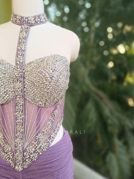 Velmira Purple Indowestern Drape Set