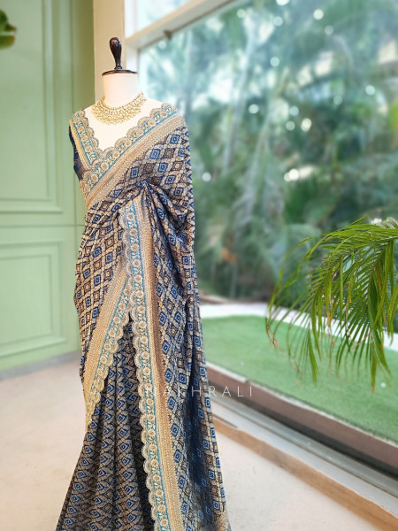 Kritisha Blue Banarasi Silk Georgette Saree