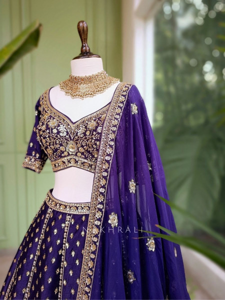 Nayantara Purple Embroidered Lehenga with Zari and Sequin Work