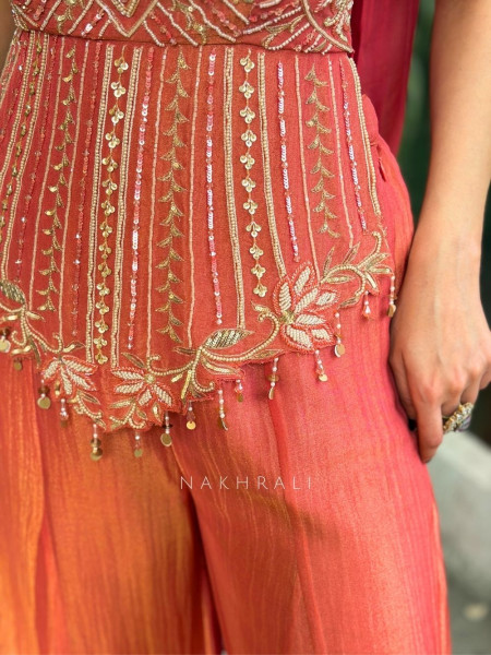 Serena Gajari Crop Top Palazzo Set with Choker Dupatta